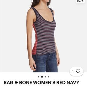 Rag & Bone Red and Navy Striped Tank Top